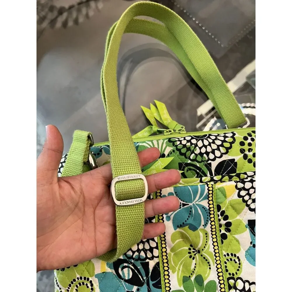 Vera Bradley Hard Shell Computer Zip Case Lime’s Up! 12”x9” CROSS Shoulder Strap